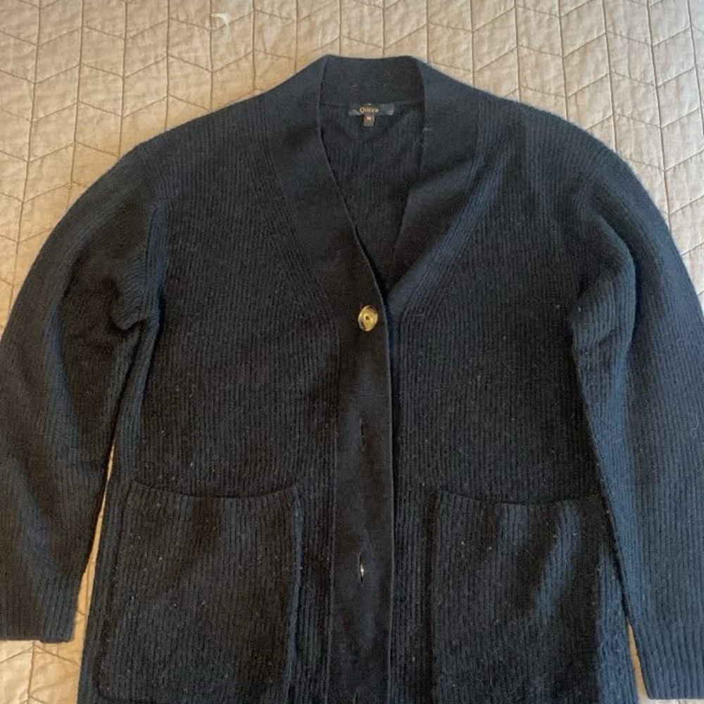 Quince Women's Black Cardigan Sweater